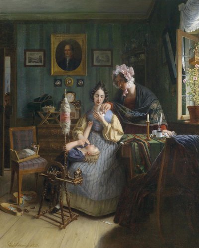 La fileuse épiée - Georg Friedrich Reichmann